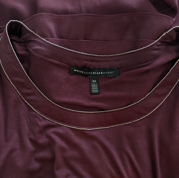 White House Black Market Burgundy Color Long Sleeves Top - Picture 7 of 10